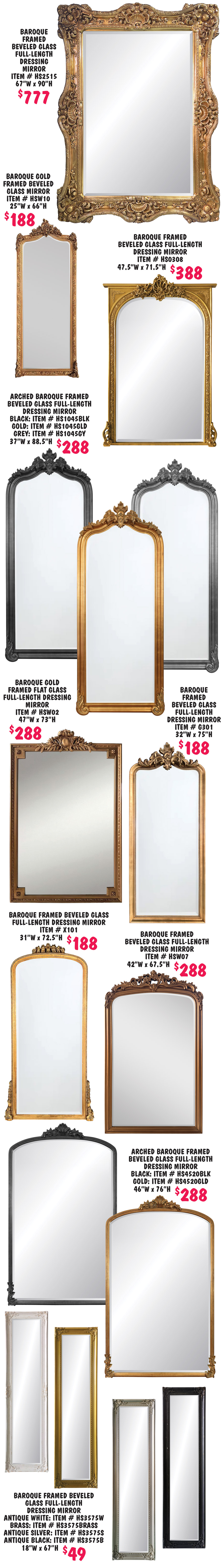 These mirrors are fashioned after the elegant and dramatic European Baroque style that thrived from the early 17th century to the mid-18th century. Their intricately carved detail gives them a vintage charm and timeless sophistication.