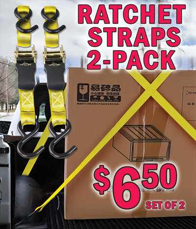 Ratchet Tie-Down Straps 2-pack $6.50