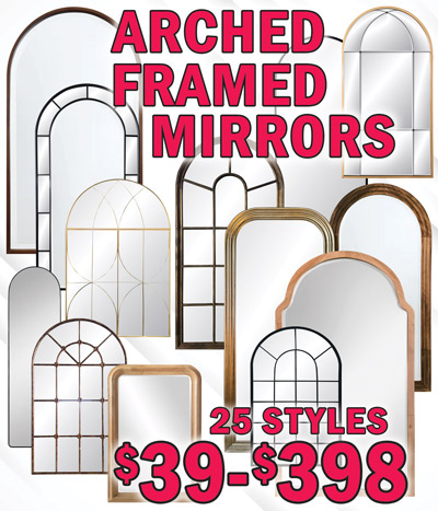 Arched Framed Mirrors $39 to $398, 25 styles
