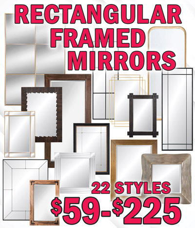 Rectangular Framed Mirrors $59 to $225, 22 styles