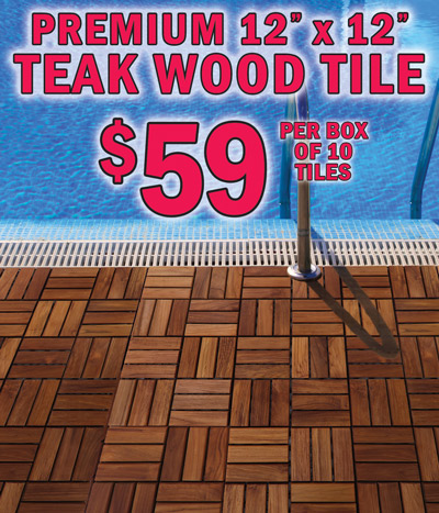 Premium 12 inch by 12 inch Teak Wood Tile $59 per box of 10 tiles